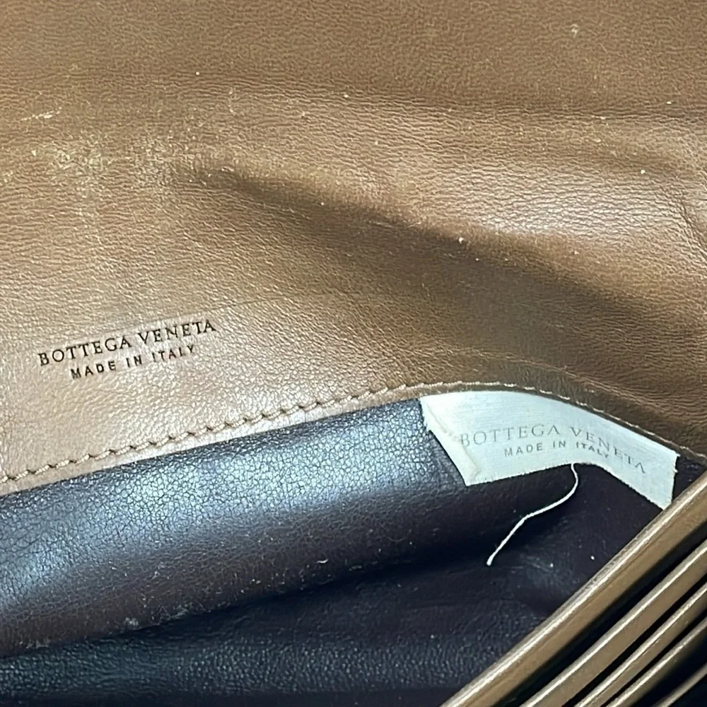 Bottega Veneta Nappa Intrecciato Continental Flap Wallet Woven Leather Brown